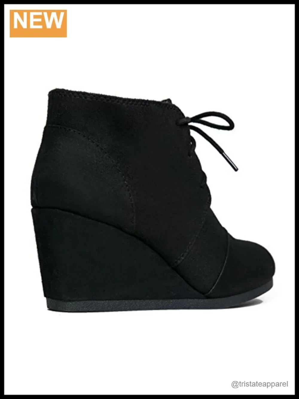 Women's Lace Up Wedge Ankle Booties, PU Leather, Low Heel Block Heel Boots for